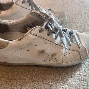 Golden Goose White and Grey Perforated Superstar Women Sneakers